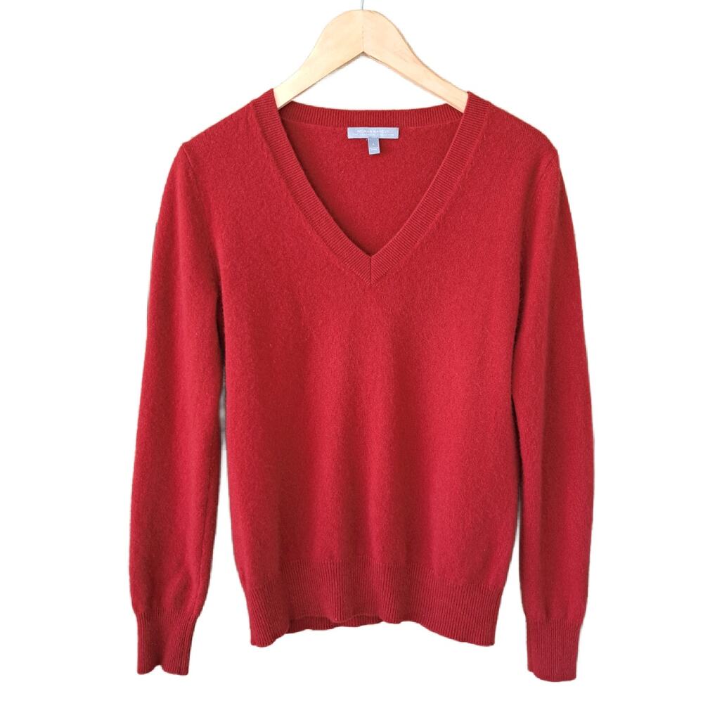 Neiman Marcus 100% Cashmere V-neck Sweater Garnet Red Size Large